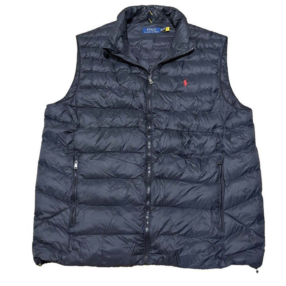 Polo Ralph Lauren Mens 2XLT Packable Water Repellent Vest Quilted Pony Black